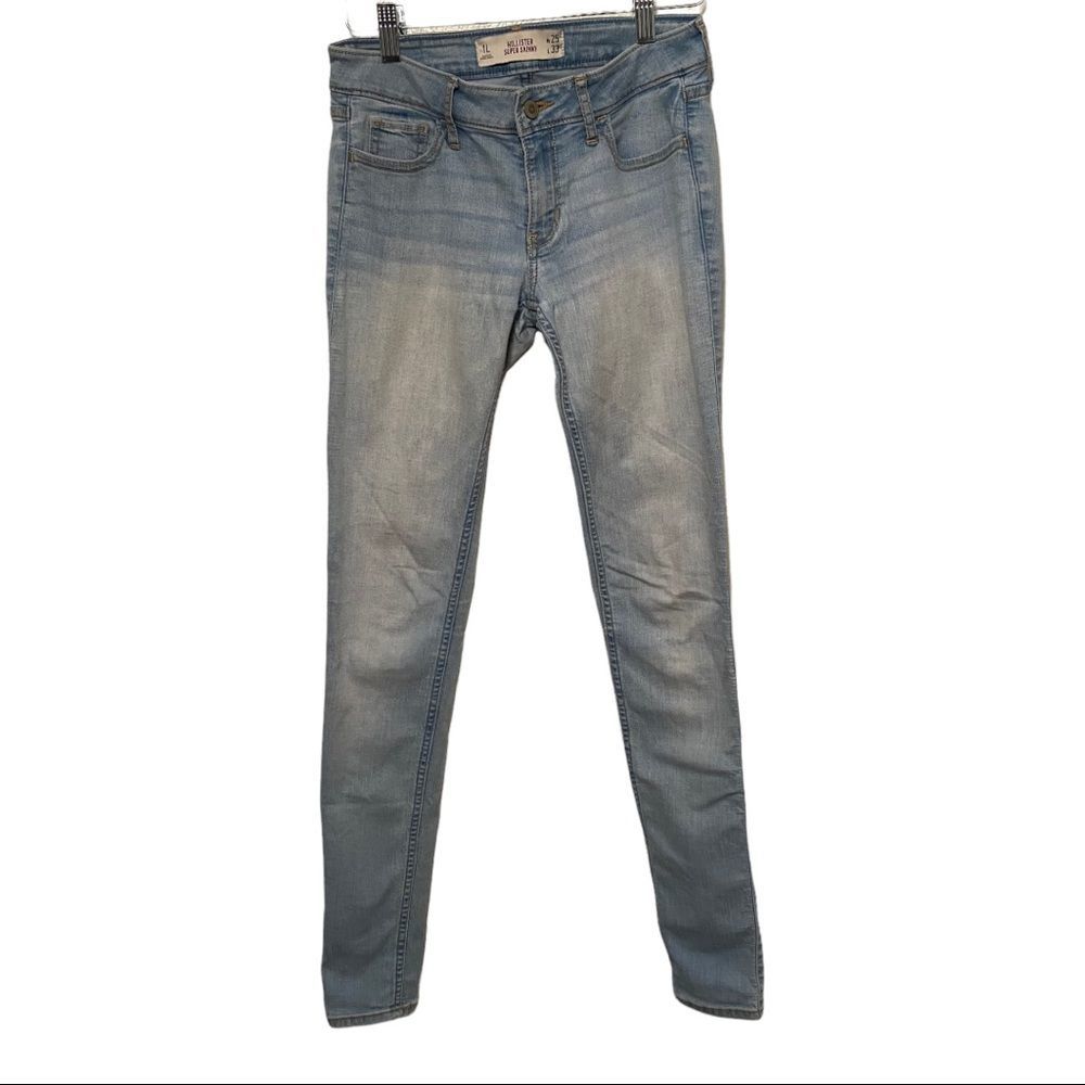 hollister light wash mid rise super skinny jeans size 1